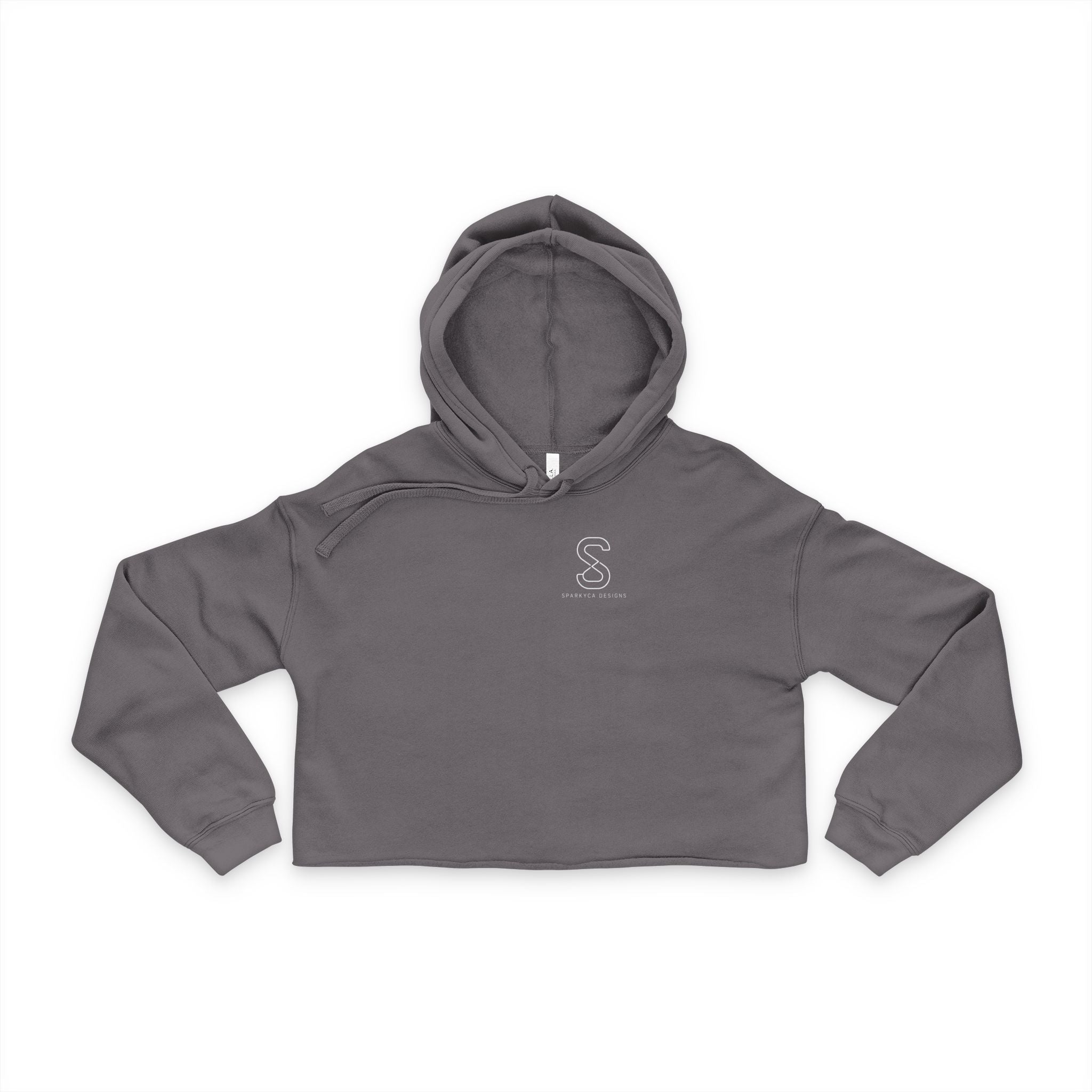 Women's Cropped Hoodie in Storm grey — front view flat lay with embroidered S logo