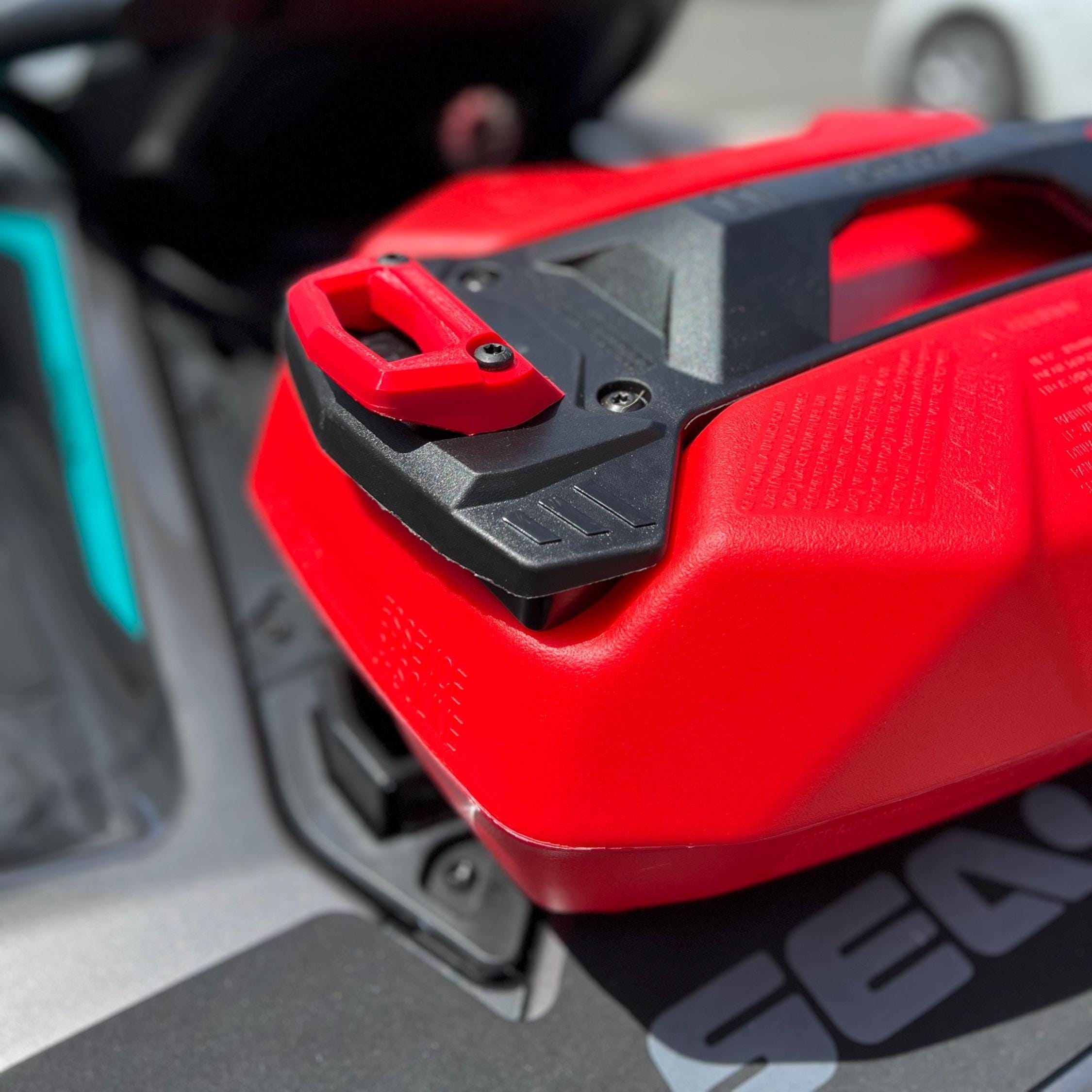 Red LinQ bracket installed on a Sea-Doo watercraft mounting plate