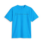 Bright blue SparkyCA t-shirt, flat lay front view