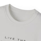 Live the Sea-Doo Life Tee in Ice Grey — close-up of collar and top of graphic print