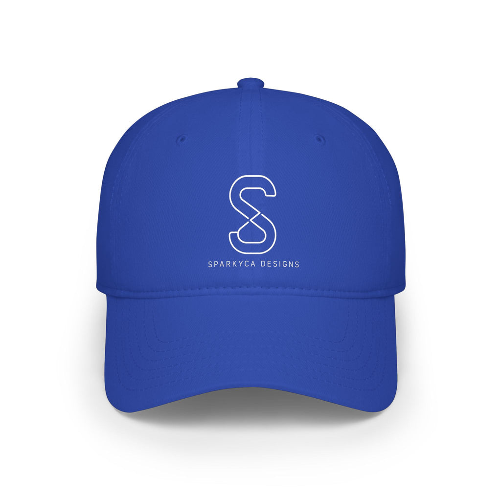 Low-Profile Baseball Cap in Royal blue — front view flat lay with embroidered S logo