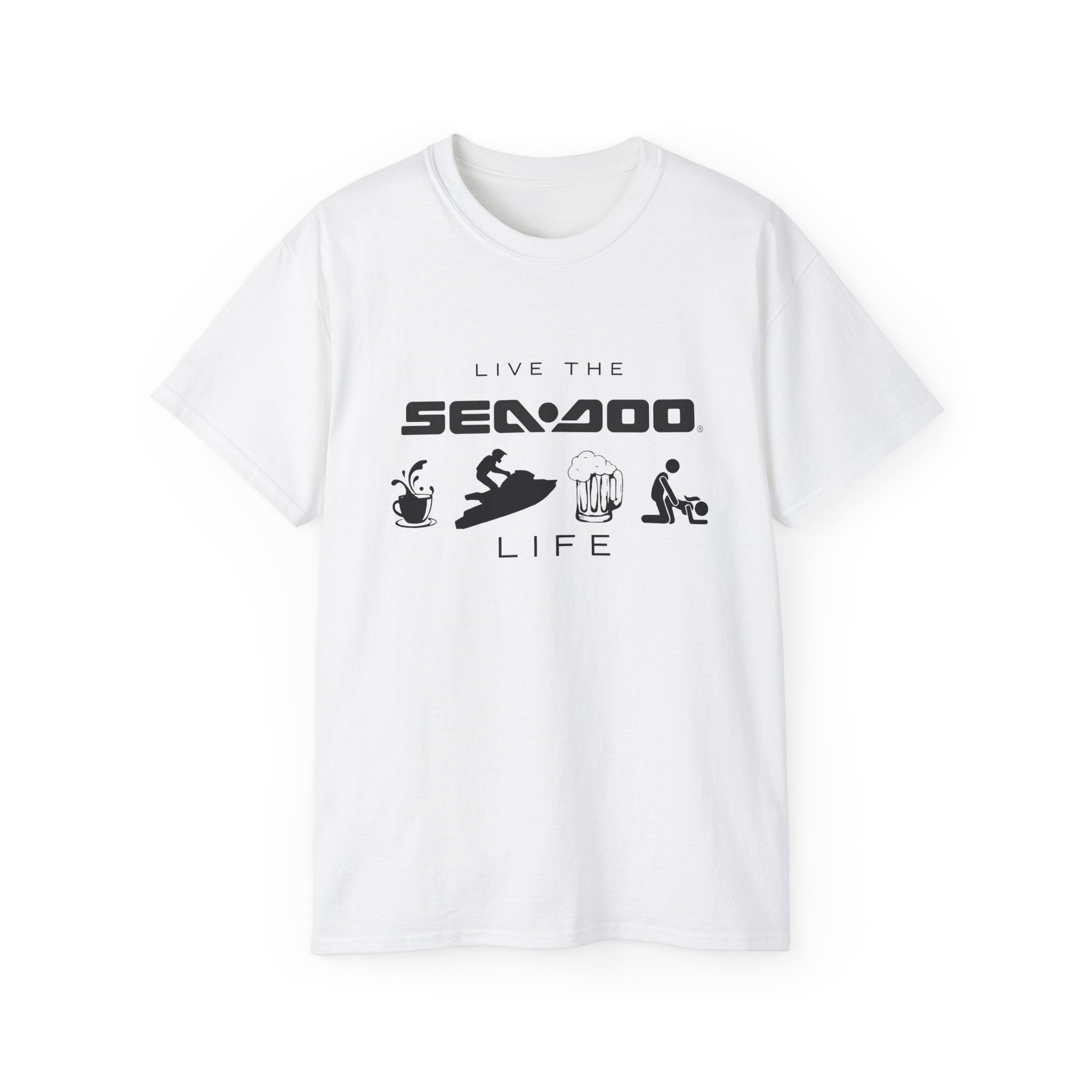 Live the Sea-Doo Life Tee in White — front view flat lay