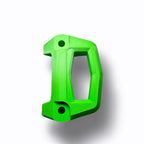 Bright green 3D-printed Sea-Doo LinQ bracket, angled studio shot