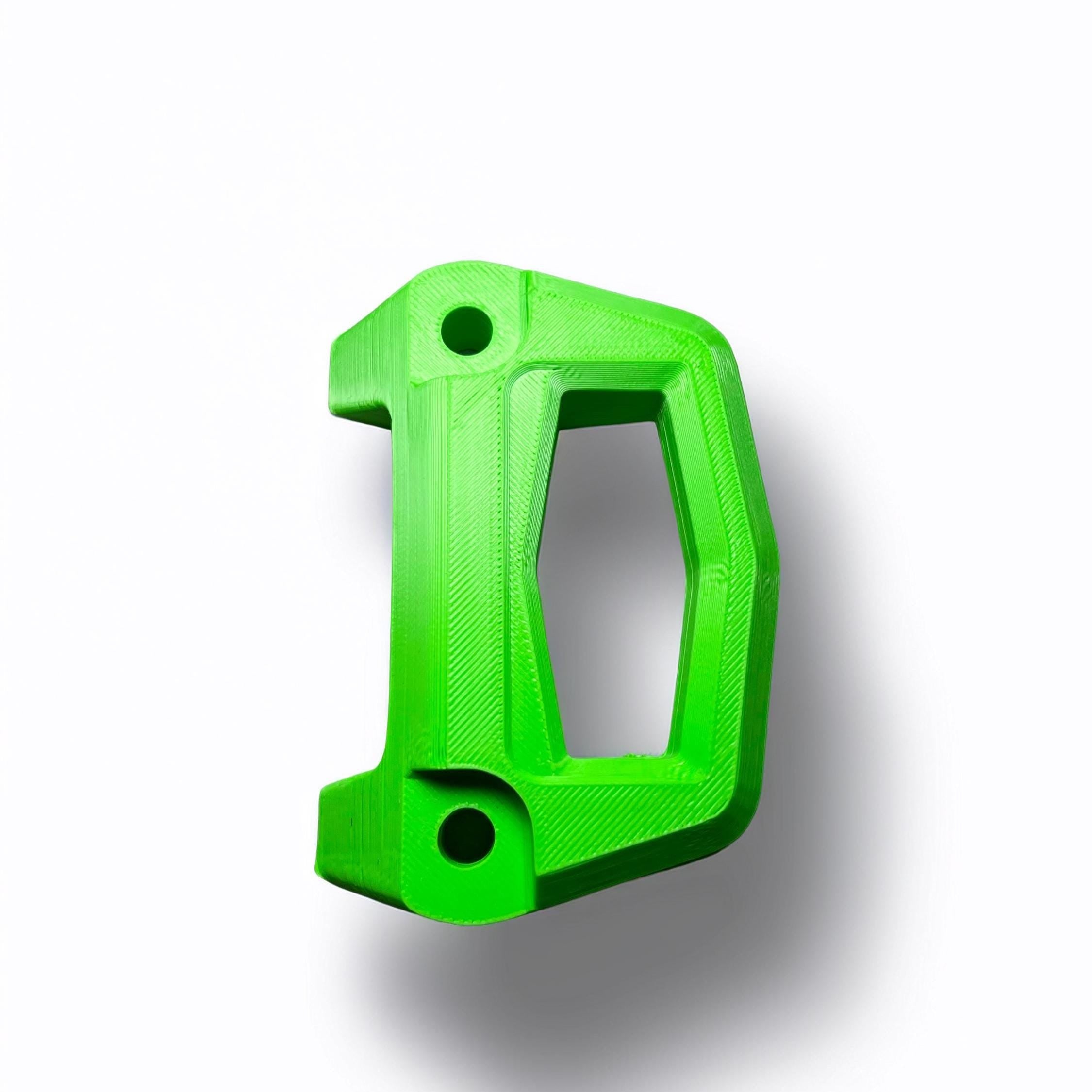 Bright green 3D-printed Sea-Doo LinQ bracket, angled studio shot