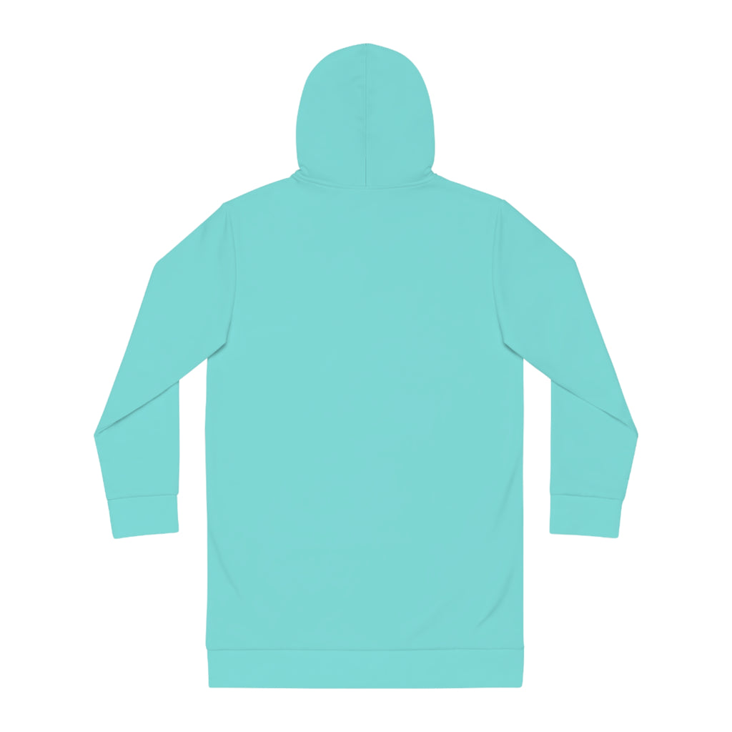 Hoodie Dress — Minimal Monogram Tunic for Women (Aqua)