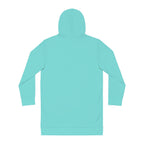 Hoodie Dress — Minimal Monogram Tunic for Women (Aqua)