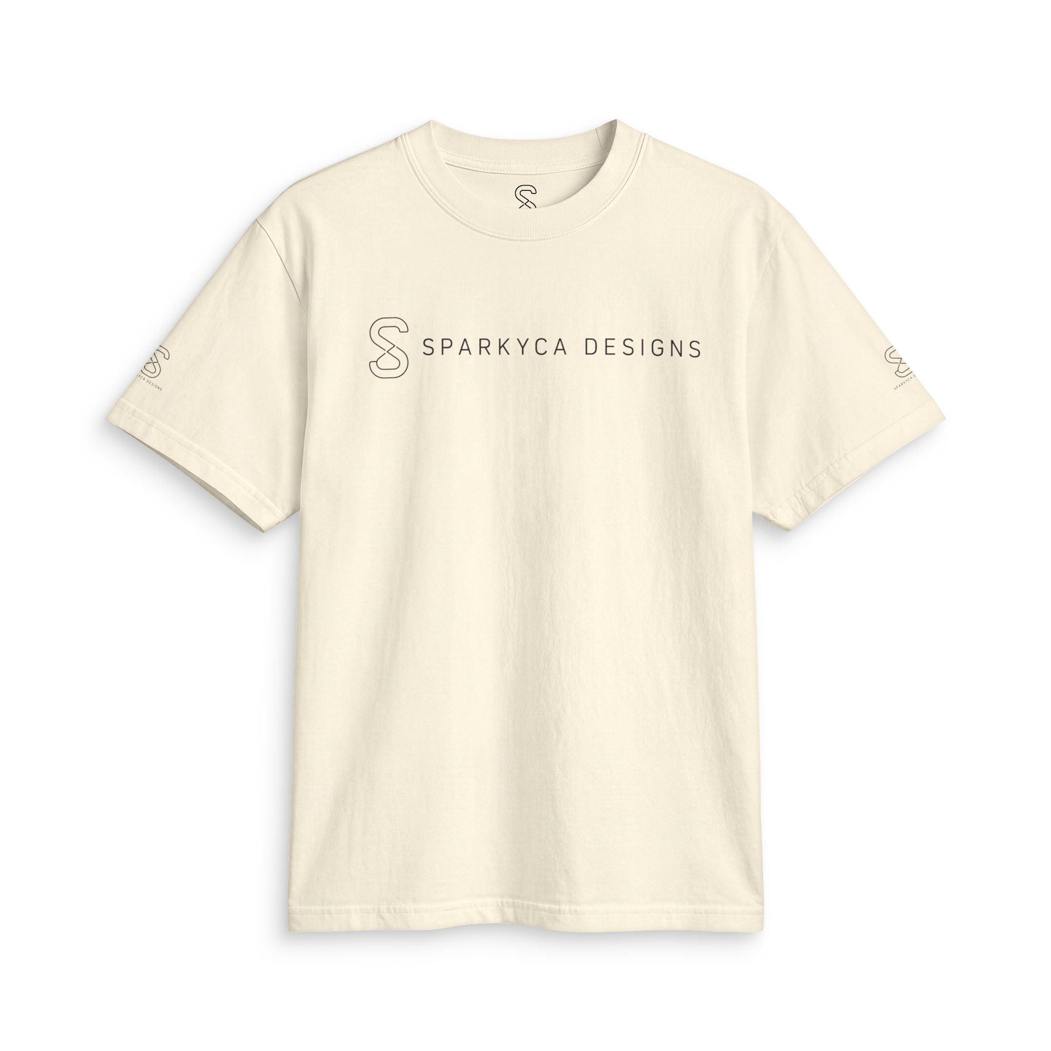 Cream SparkyCA t-shirt, flat lay front view