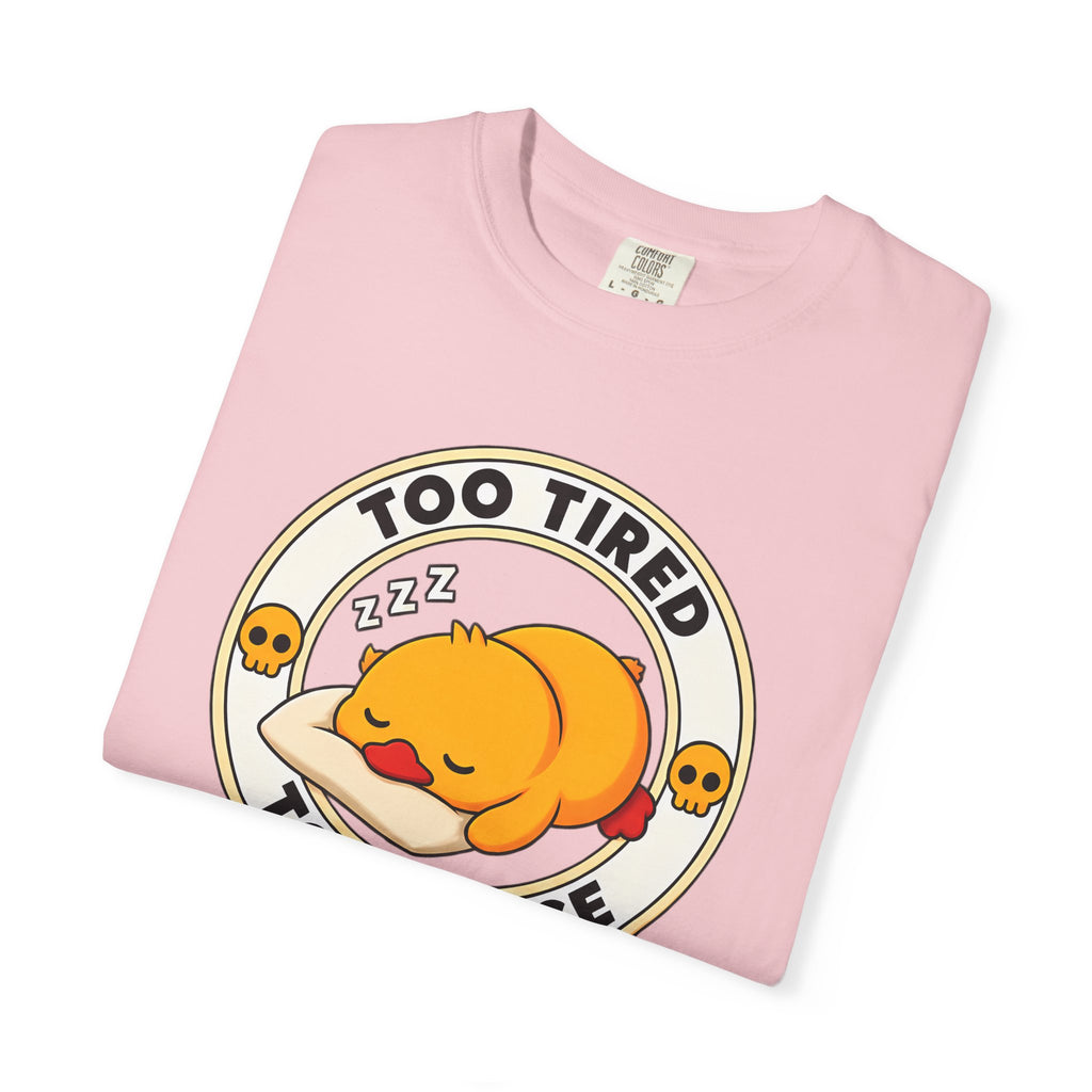 Too Tired Duck Tee in Blossom — folded flat lay