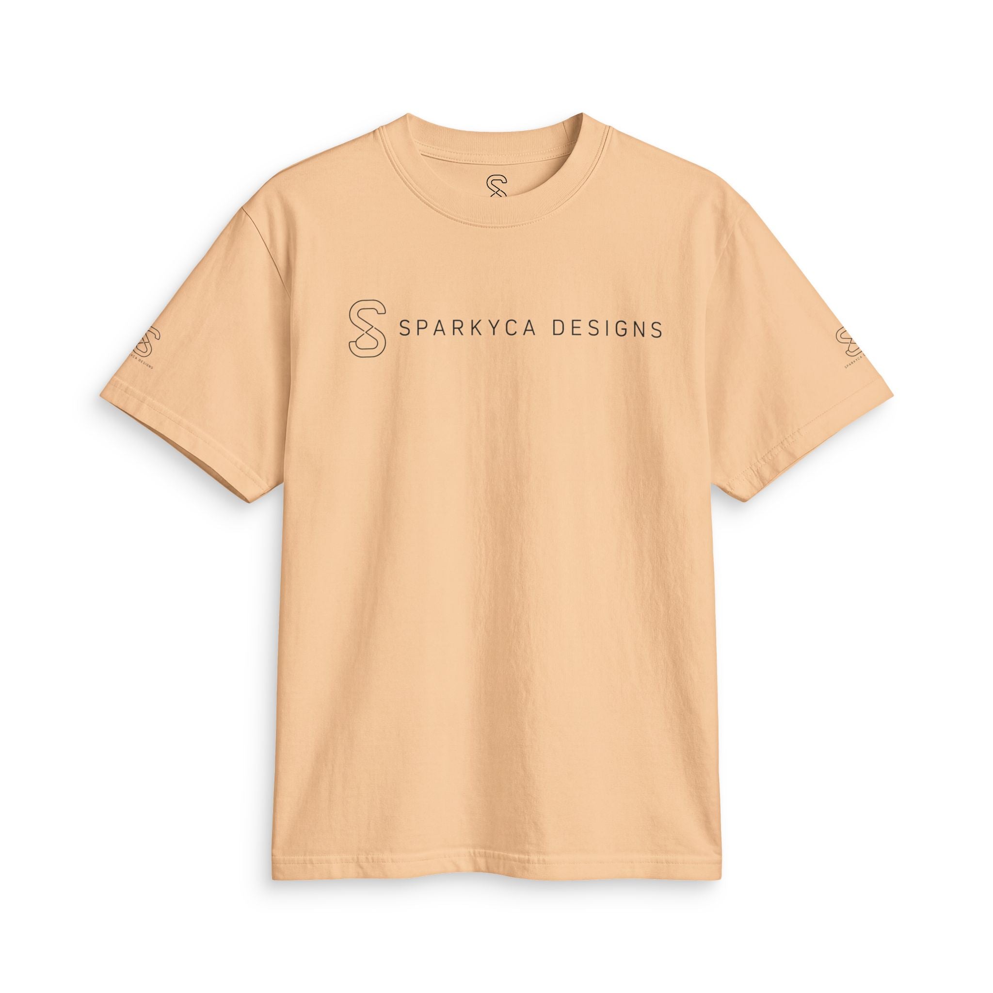 Khaki SparkyCA t-shirt, flat lay front view