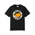Too Tired Duck Tee in Black — front flat lay with graphic print
