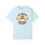 No Thoughts Head Empty Duck Tee in Chambray — front flat lay with graphic print