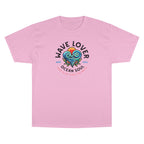 Wave Lover Ocean Soul Tee in Pink Candy — front flat lay with graphic print