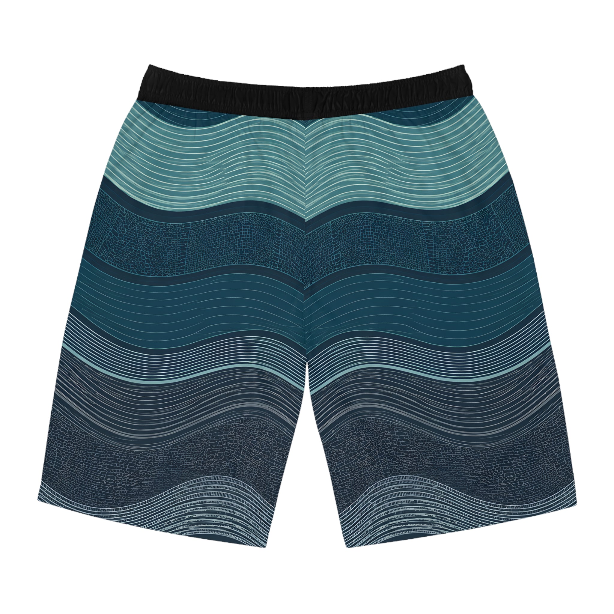 SparkyCA wave-print board shorts, flat lay front view