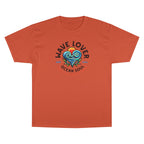 Wave Lover Ocean Soul Tee in Orange — front flat lay with graphic print