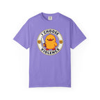I Choose Violence Duck Tee in Violet — front flat lay with graphic print