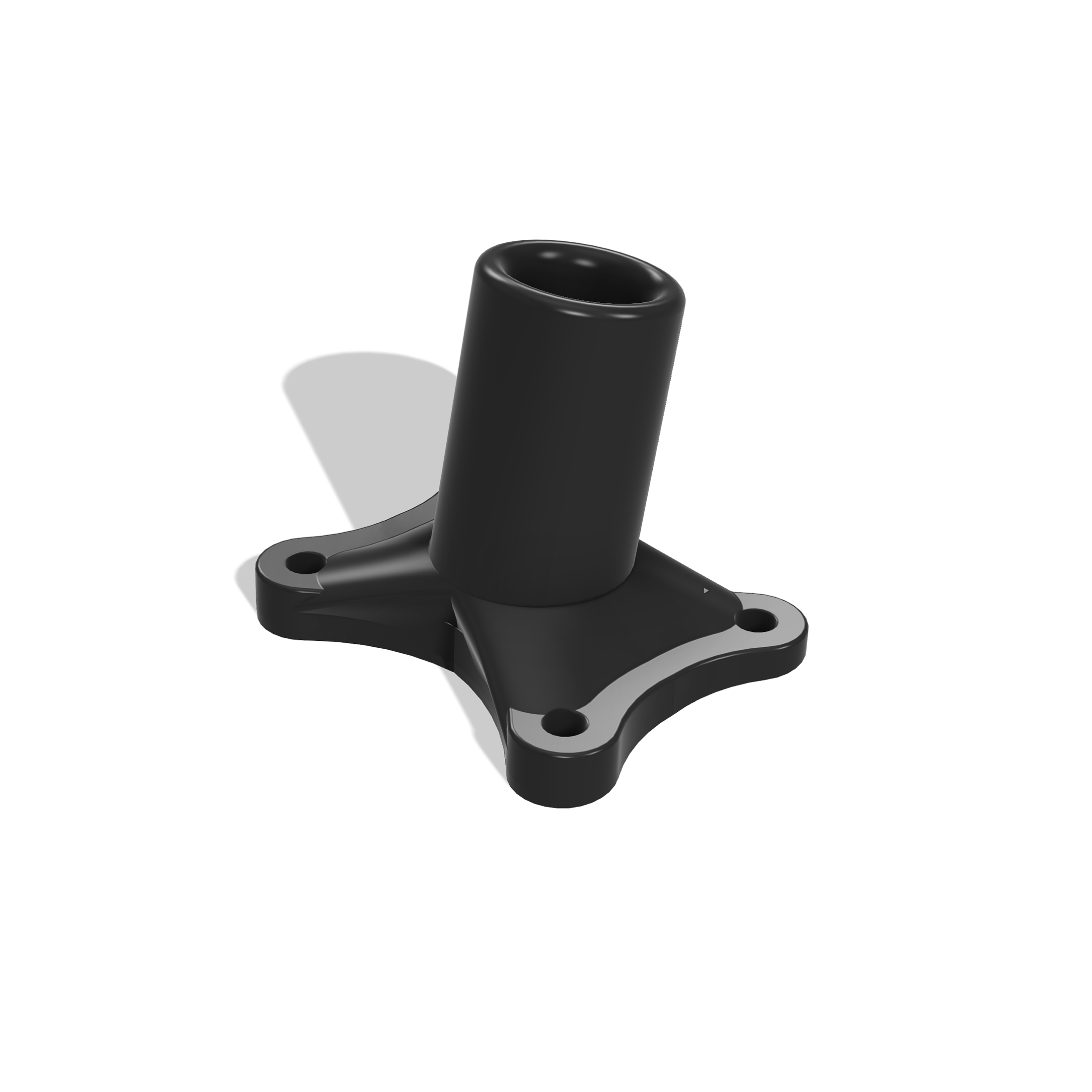 3D render of the black Sea-Doo flag/camera mount base with center pole socket and 4 mounting holes