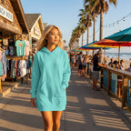 Hoodie Dress — Minimal Monogram Tunic for Women (Aqua)
