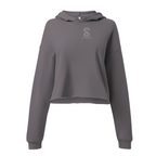 Women's Cropped Hoodie in Storm grey — front view flat lay with embroidered S logo