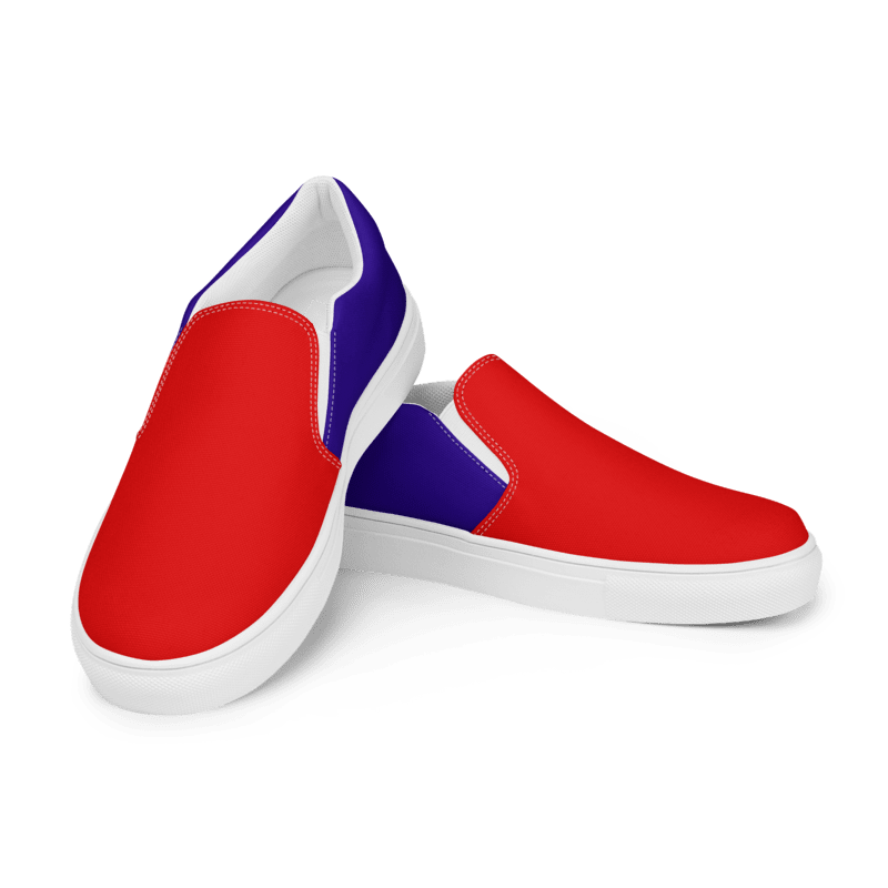 Men's Colorblock Slip-On Canvas Shoes — Red & Navy