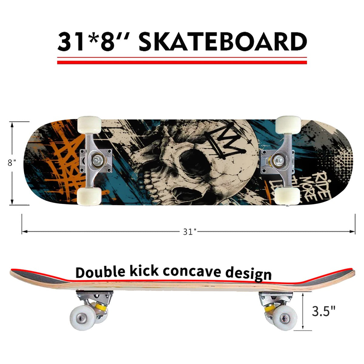 Complete Skateboard (Made in USA) Skull