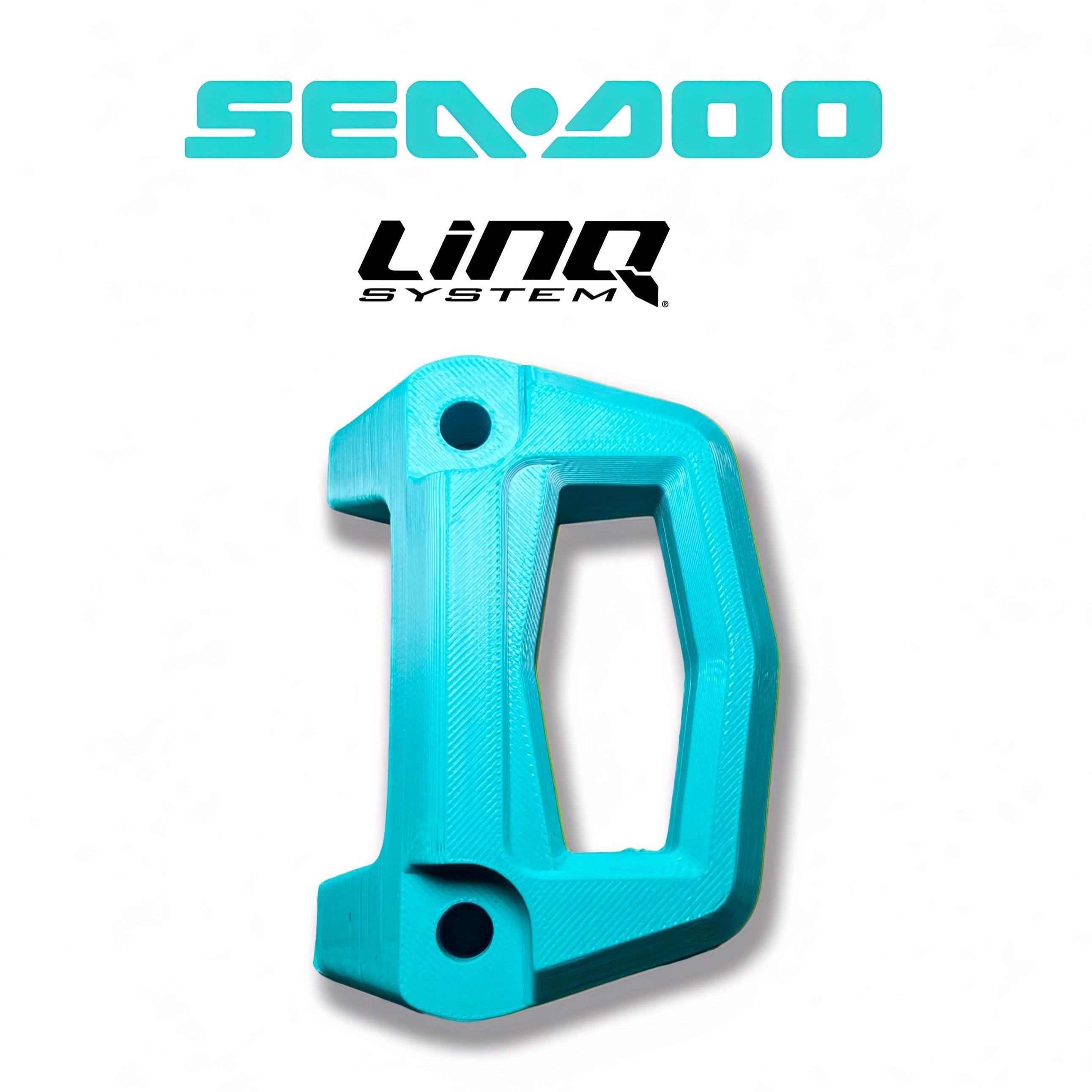 Teal Sea-Doo LinQ bracket with Sea-Doo and LinQ System logos