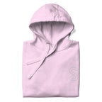 Lavender unisex hoodie, front view, with embroidered logo on the left chest