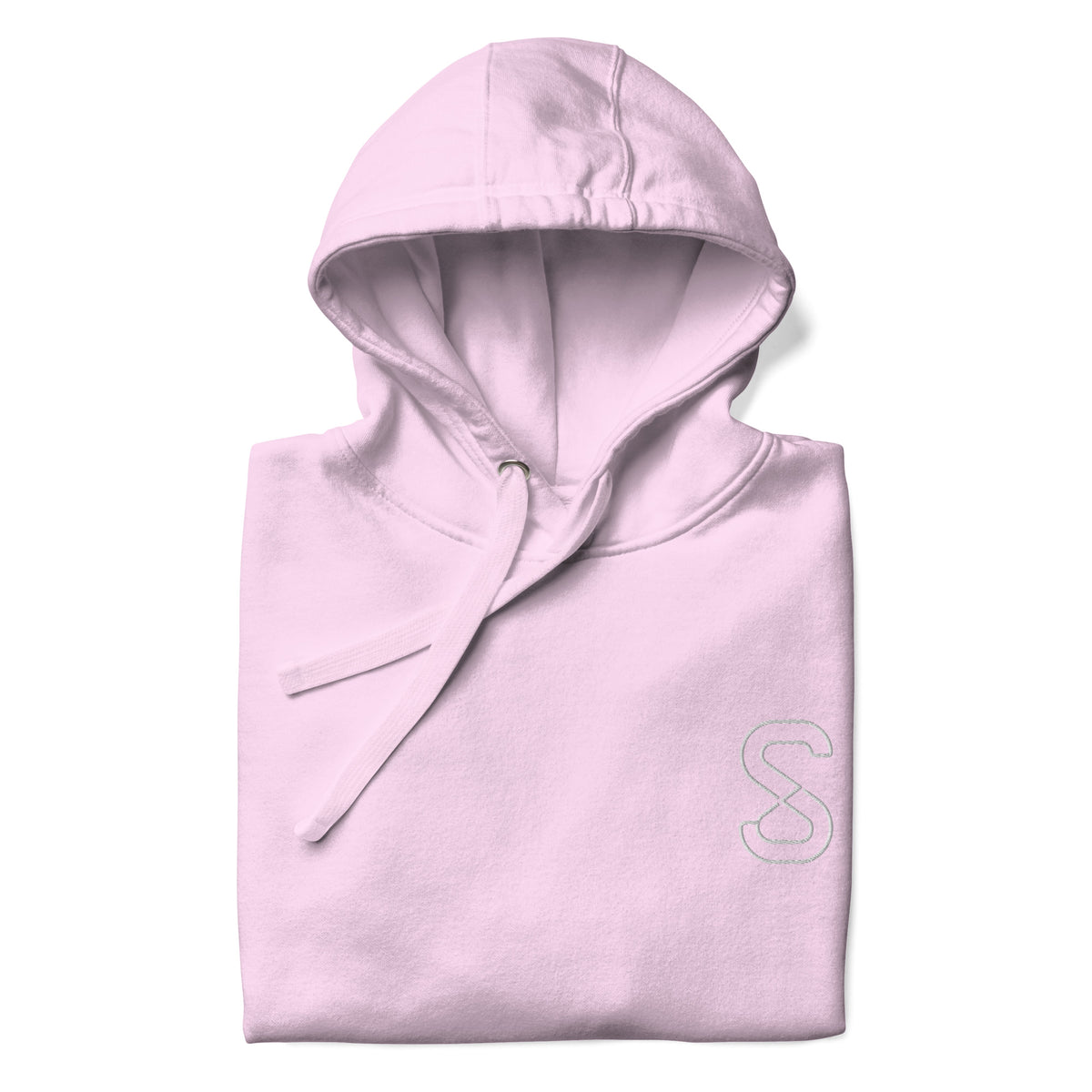 Lavender unisex hoodie, front view, with embroidered logo on the left chest